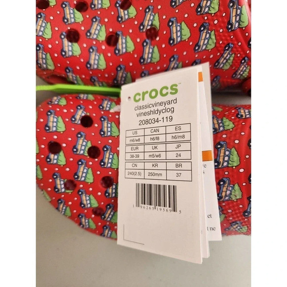 New CROCS Classic VINEYARD VINES Holiday Clog Size M6/W8 Red - Picture 8 of 10